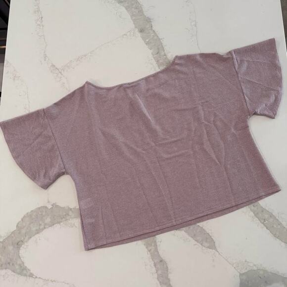 SOHO Street NWT New York & Company Crop Top Women's Large Pink Glittery/Shimmery - Picture 7 of 7